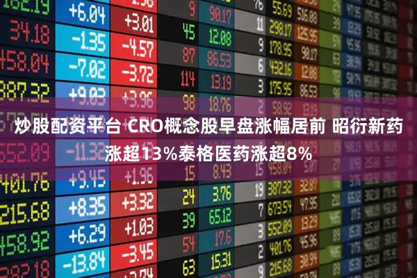 炒股配资平台 CRO概念股早盘涨幅居前 昭衍新药涨超13%泰格医药涨超8%